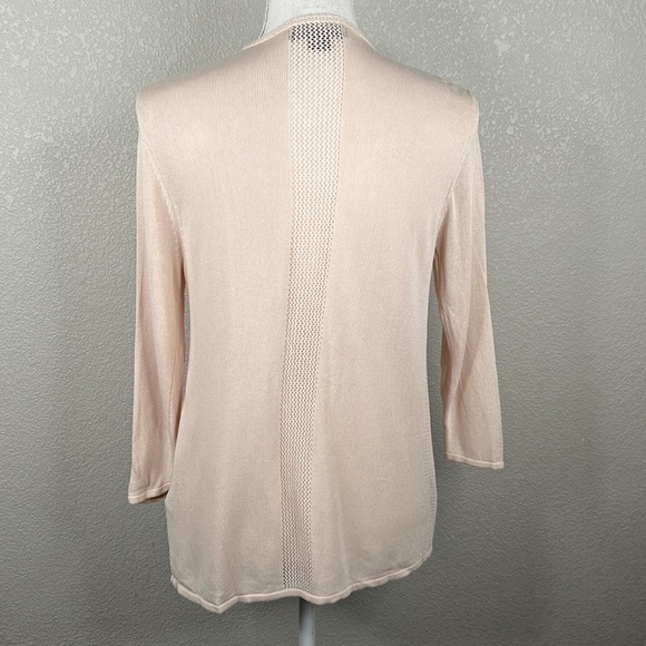 August Silk Cream Open Knit Long Sleeve Cardigan Size Small - Picture 5 of 7